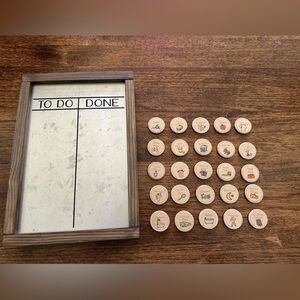 Chore board - magnetic wall hanging plus 30 magnetic chores